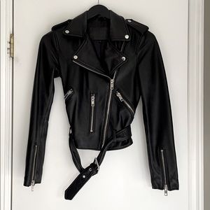 Black leather moto jacket